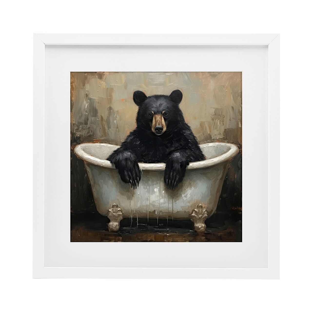 Stupell Industries Black Bear Bath Time Framed Print Under Glass, design by Tina LeCour